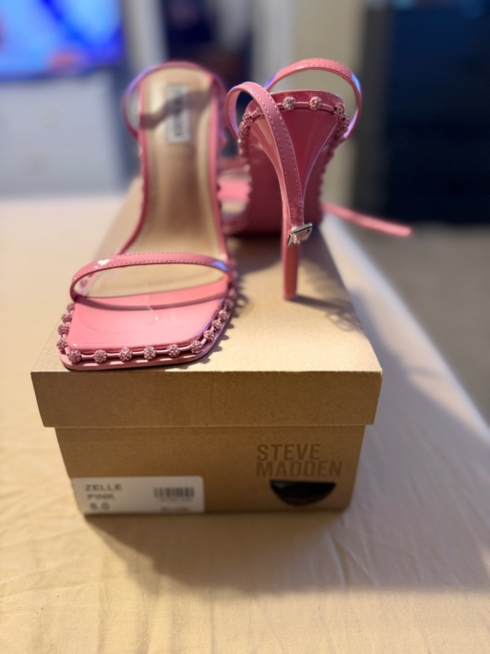 Steve Madden Pink Beaded Stiletto Sandals
